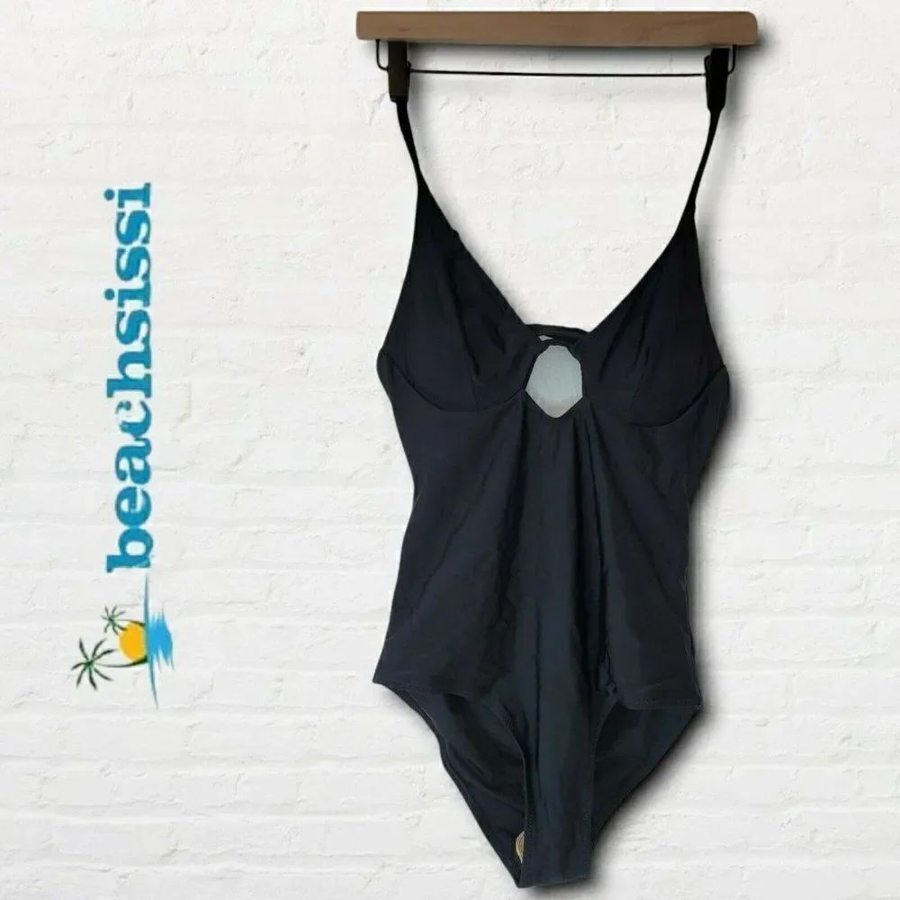 NWT Beachsissi Black One-Piece Keyhole Swimsuit Size Medium